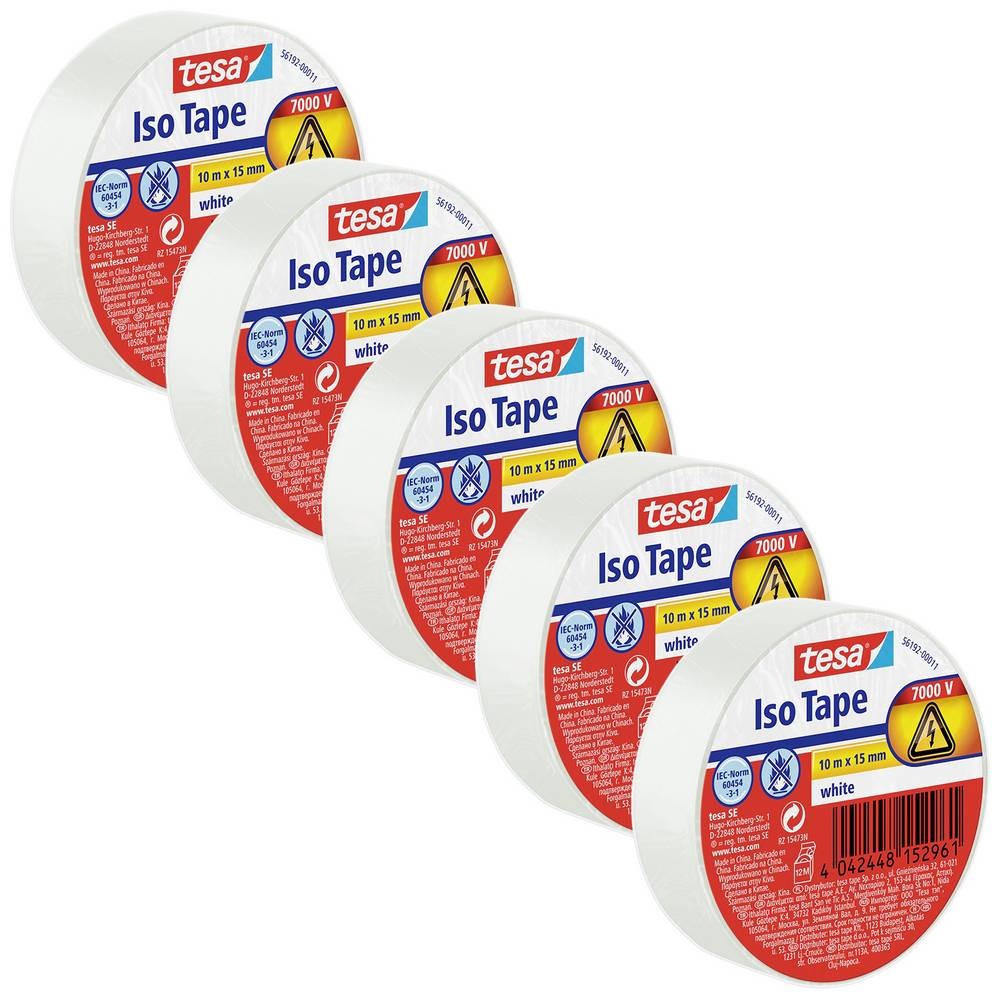 Tesa 56192-00503-23 Isolierband tesa Weiß (L x B) 10m x 15mm 5St.