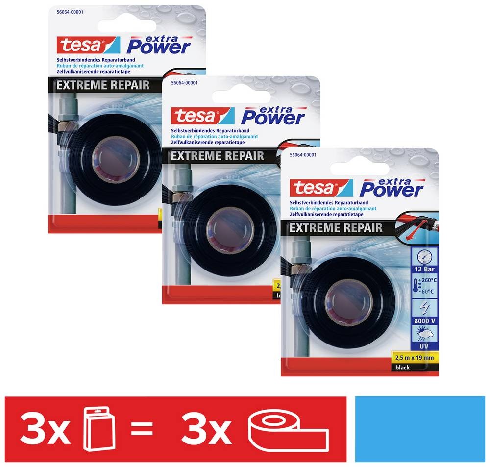 Tesa EXTRA POWER 56064-00500-00 Reparaturband Schwarz (L x B) 2.5m x