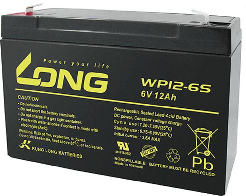 Long WP12-6S WP12-6S Bleibatterie rechargeable 6V 12Ah Blei-Vlies (