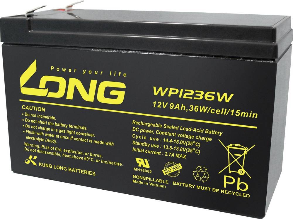 Long WP1236W WP1236W Bleiakku 12V 9Ah Blei-Vlies (AGM) (B x H x T)