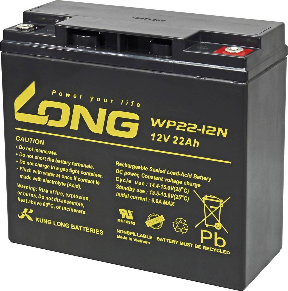 Long WP22-12N WP22-12N Bleiakku 12V 22Ah Blei-Vlies (AGM) (B x H x T)