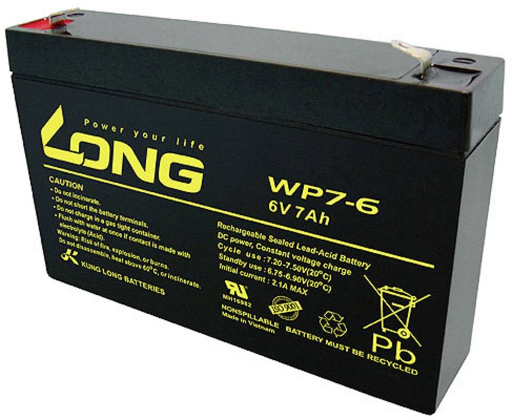 Long WP7-6 WP7-6 Bleirechargeable battery 6V 7Ah Blei-Vlies (AGM) (B