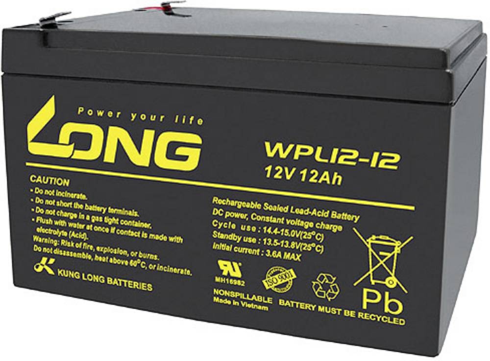 Long WPL12-12 WPL12-12 Bleibatterie rechargeable 12V 12Ah Blei-Vlies (