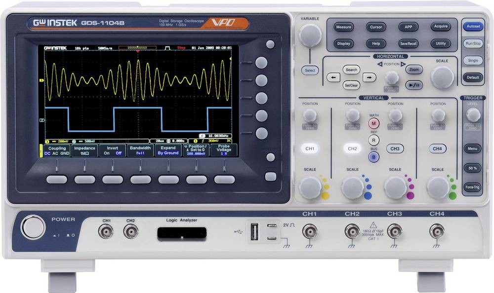 GW Instek GDS-1102B Digital-Oszilloskop 100MHz 1 GSa/s 10 Mpts 8 Bit