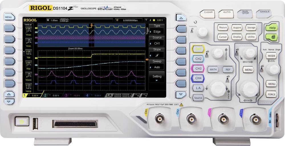 Rigol DS1104Z-S Plus Digital-Oszilloskop 100MHz 4-Kanal 1 GSa/s 24