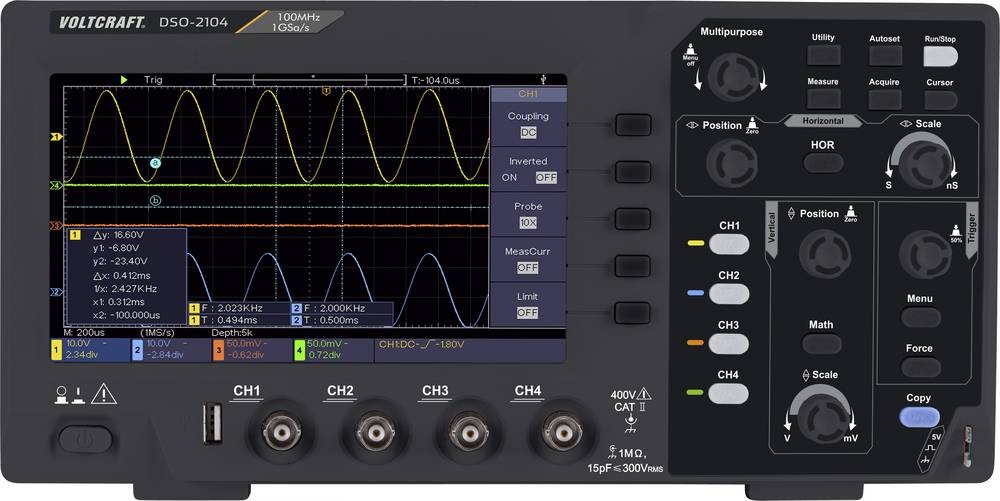 VOLTCRAFT DSO-2104 Digital-Oszilloskop 100MHz 4-channel 1 GSa/s 80