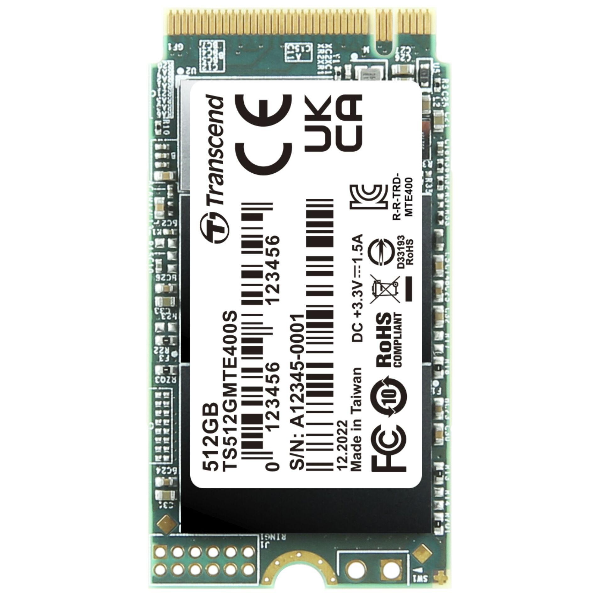Transcend PCIe SSD 400S 512 GB M.2 PCI Express NVMe 3D NAND -