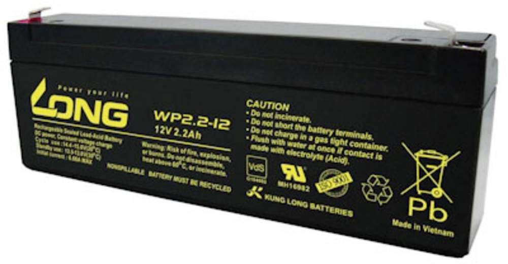Long WP2.2-12 WP2.2-12 Bleirechargeable battery 12V 2.2Ah Blei-Vlies (