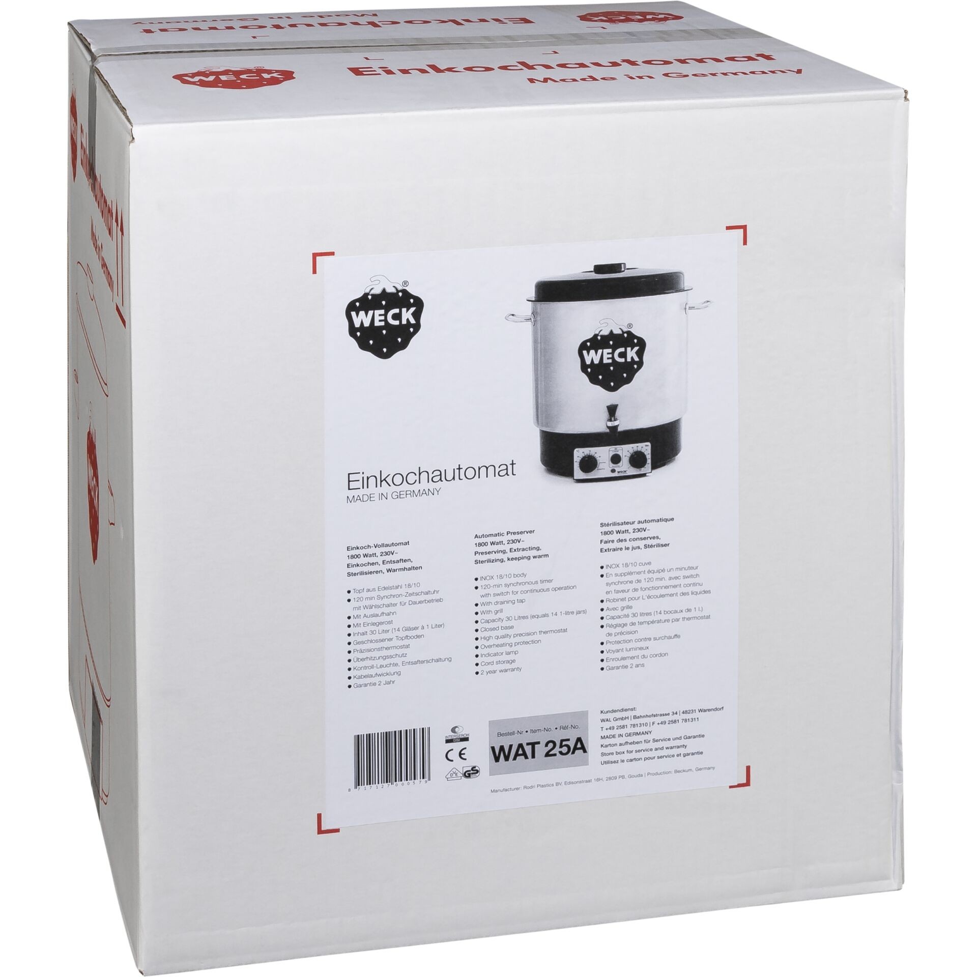 WECK 121407 Einkochautomat acero fino con reloj + Hahn