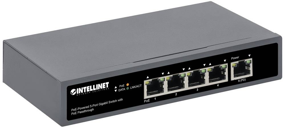 Intellinet PoE-Powered 5-Port Gigabit Netzwerk Switch RJ45 10 / 100 /