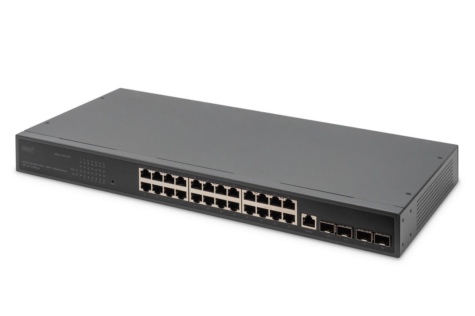 Digitus 24 Port 10/100/1000 + 4SFP+ UPLINK Switch, 19", L2+ Features -