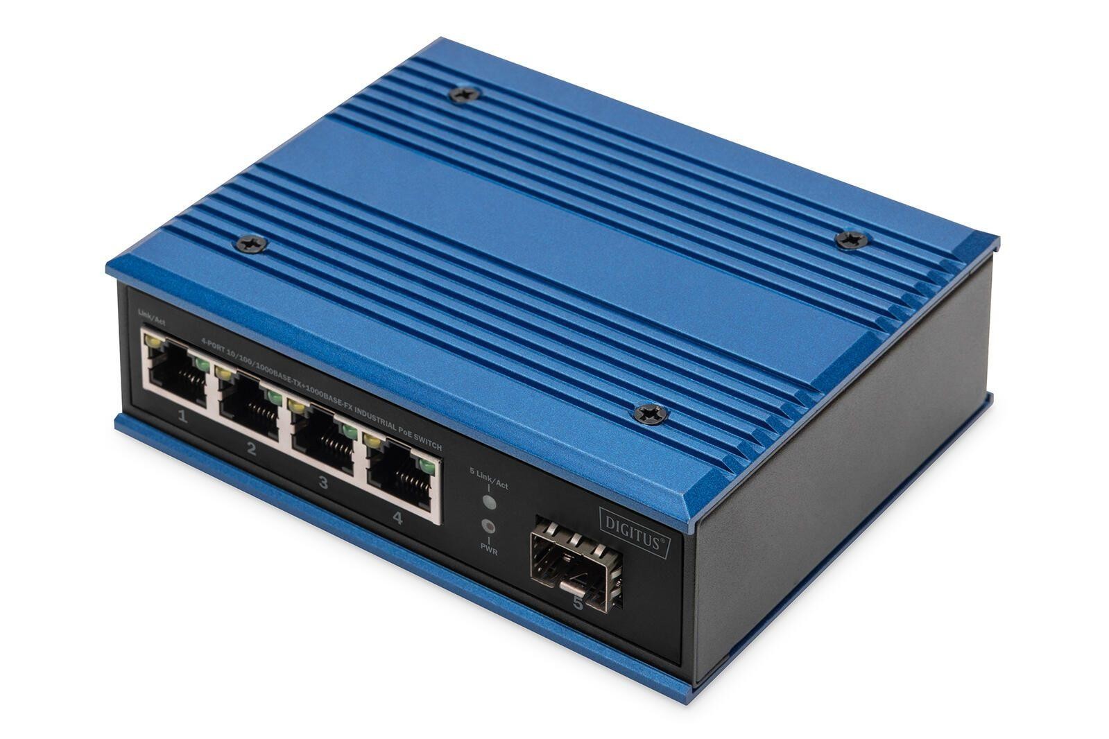 Digitus 4 port Gigabit Ethernet network PoE switch, industrial,