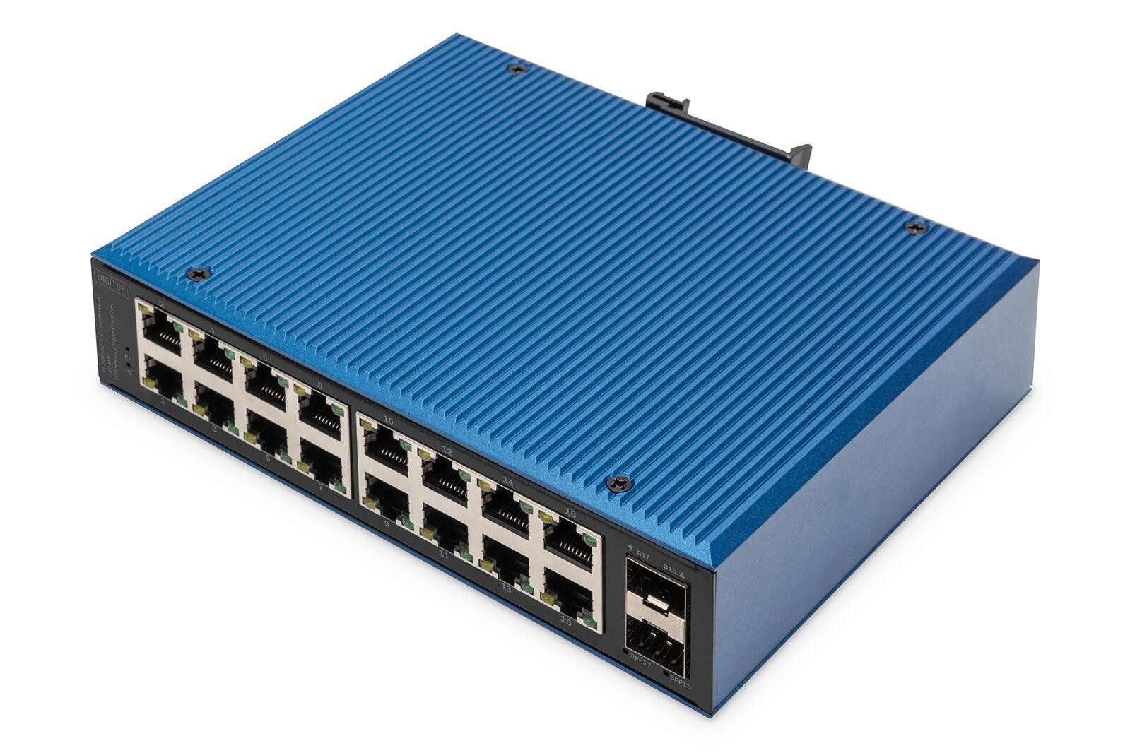 Digitus 16 port Gigabit Ethernet network switch, industrial,