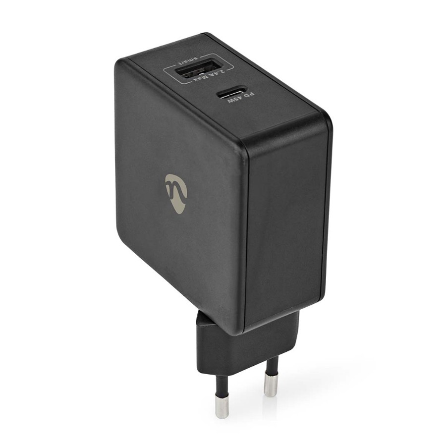 Nedis WCPD45W100BK mobile device charger Universal Black USB Indoor -