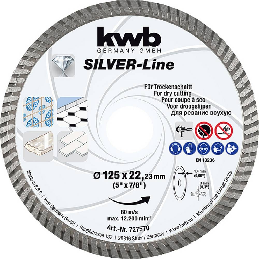 Kwb 727570 Diamanttrennscheibe Durchmesser 125mm Bohrungs-Ø 22.23mm