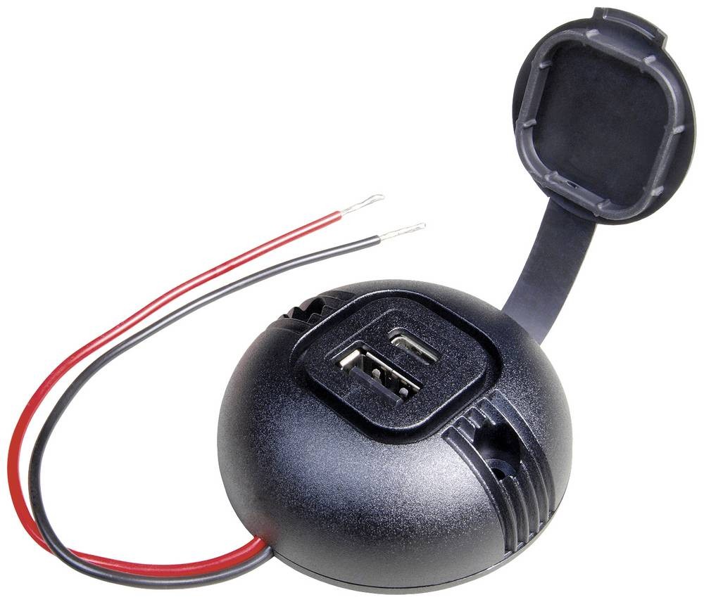 ProCar Runde Aufbau-Power USB-C/A Doppelsteckdose avec Deckel