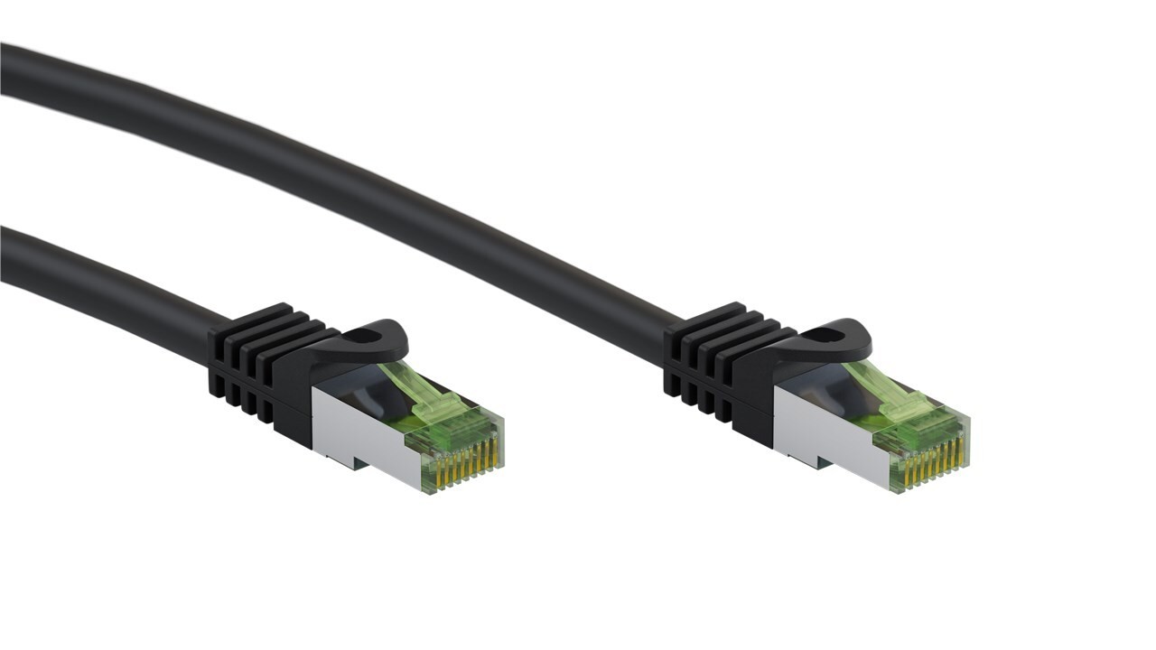 Goobay RJ45 Patch Cord with CAT 8.1 S/FTP Raw Cable, AWG 26, black,