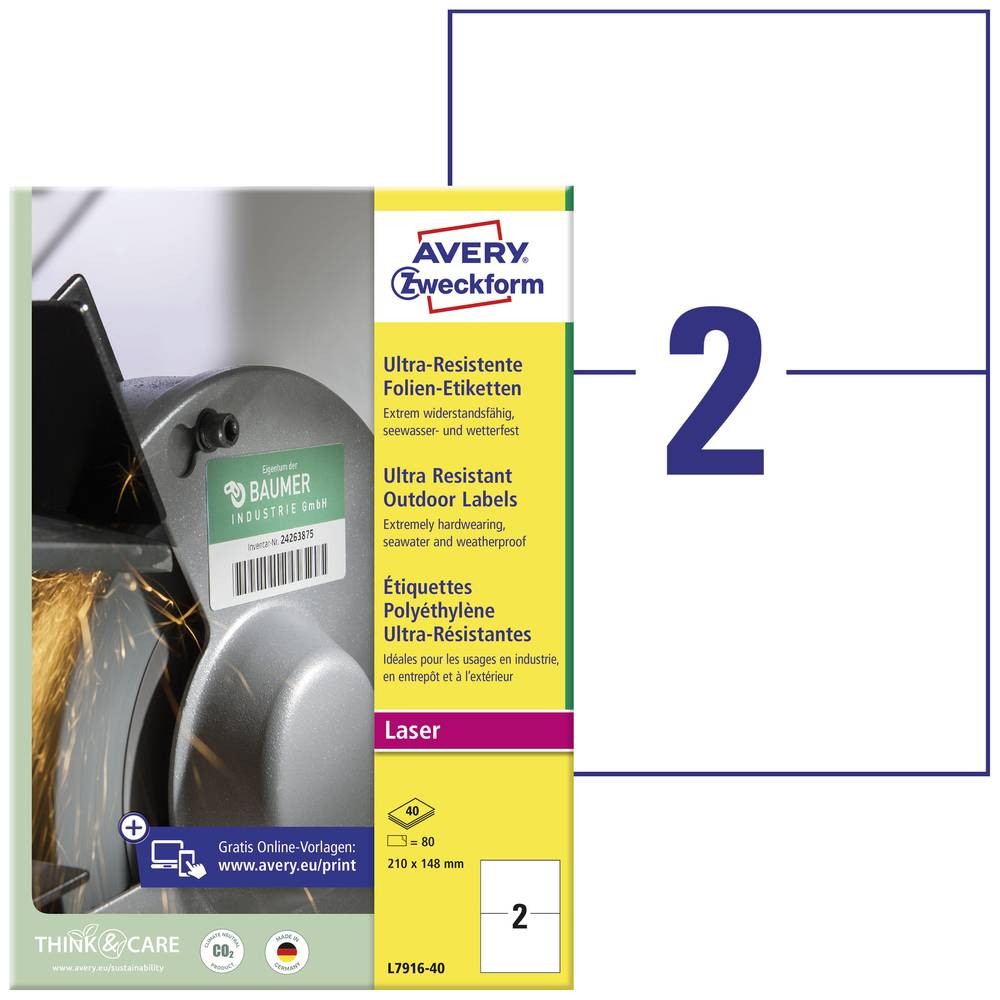 Avery-Zweckform L7916-40 Universal-Etiketten 210 x 148mm