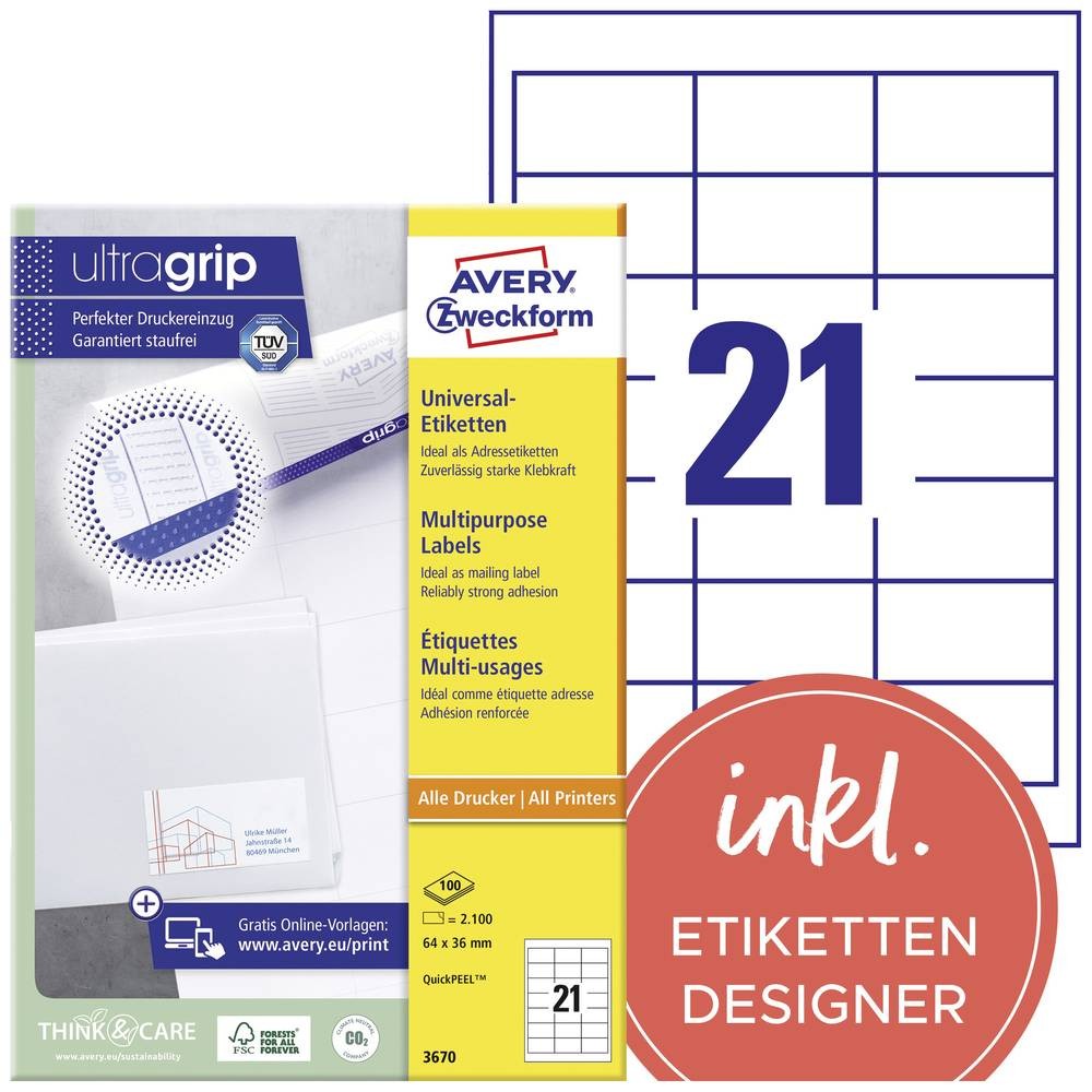 Avery 3670 printer label White - Avery 3670, White, Paper, Laser/