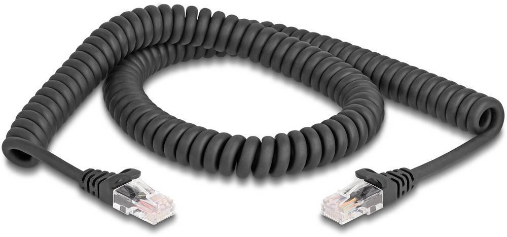 DeLOCK RJ45 Coiled Cable male to male Cat.5e 2 m black - DeLOCK RJ45