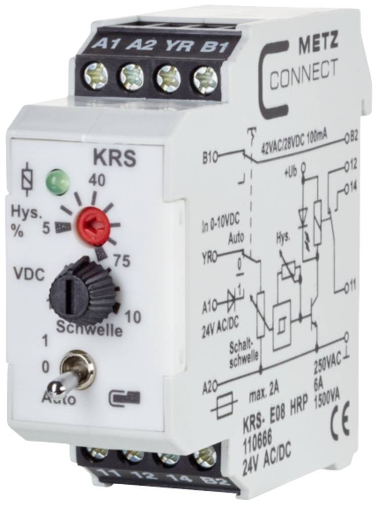 Metz Connect Schwellwertschalter 24, 24 V/AC, V/DC (max) 1 Wechsler