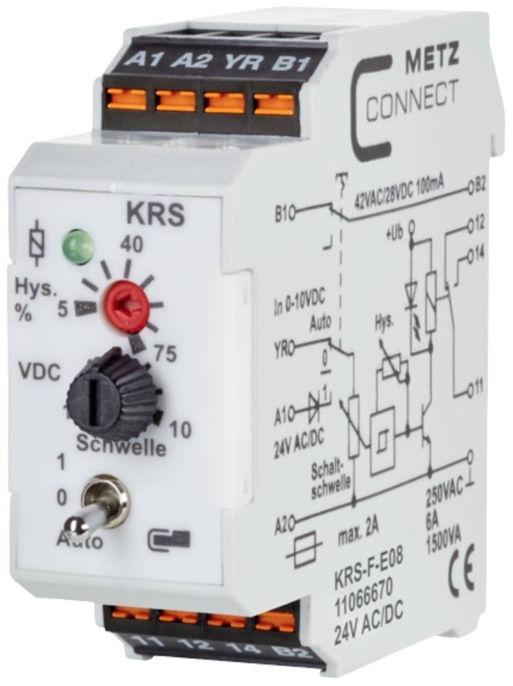 Metz Connect Schwellwertschalter 24, 24 V/AC, V/DC (max) 1 Wechsler