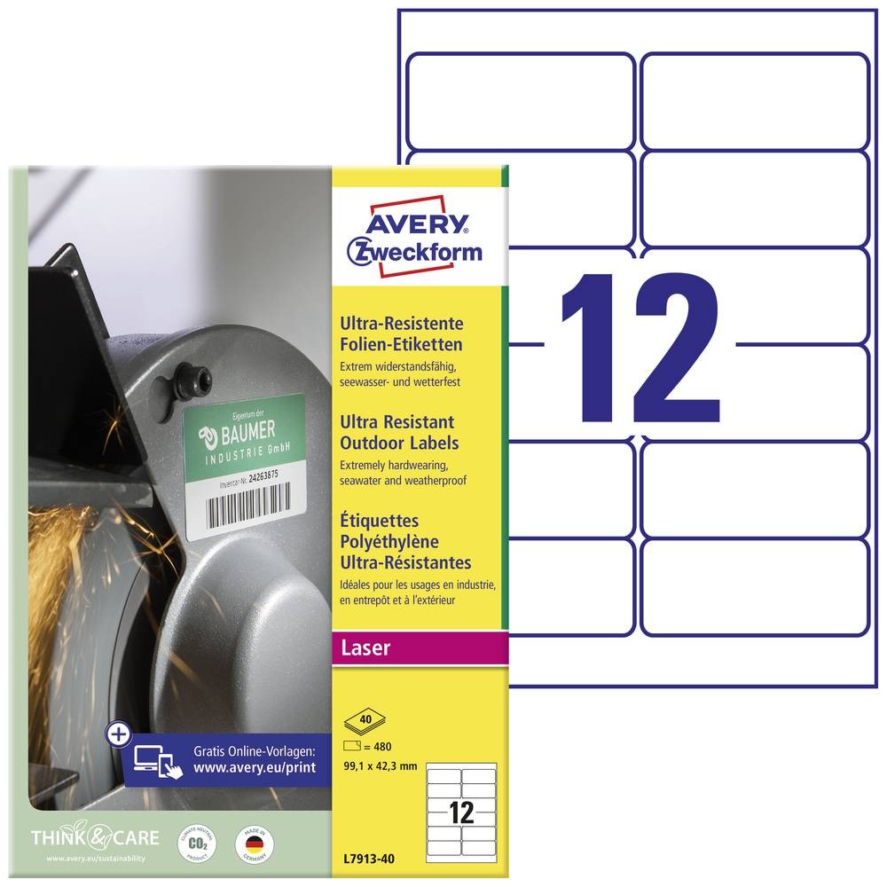 Avery-Zweckform L7913-40 Universal-Etiketten 99.1 x 42.3mm