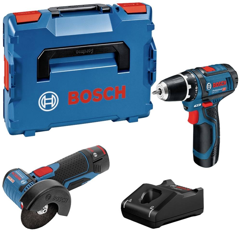 Bosch GSR 12V-15 + GWS 12V-76 +2 batteries 2 Ah + GAL 12V-40 (L)