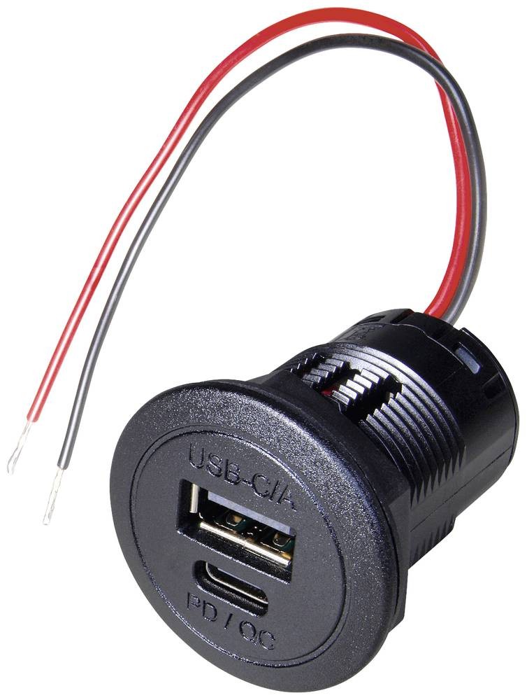 ProCar Power USB-C /A Doppelsteckdose PD/QC sans LED Belastbarkeit