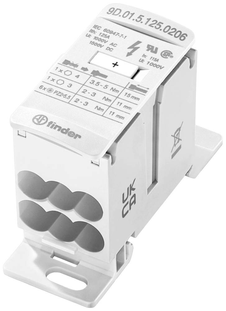 Finder 9D.01.5.125.0206 Verteiler white 8polig 16mm² 125A 1000 V/AC,