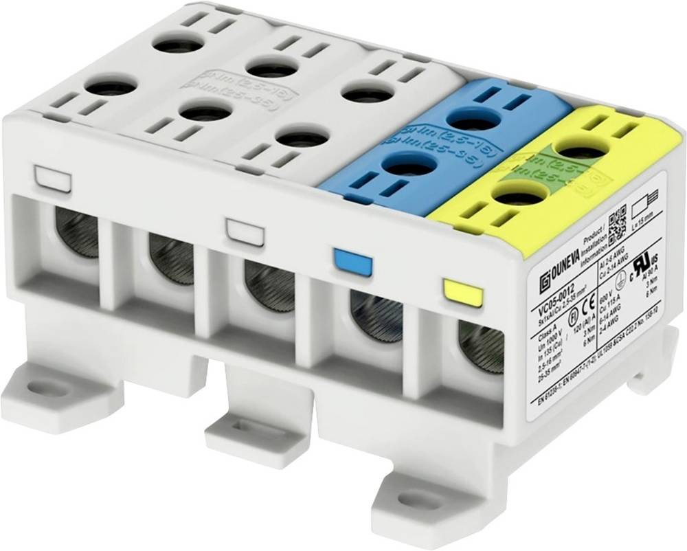 Ouneva Group VC05-0012 Verteilerblock Schrauben grey, Blau, Gelb-Grü