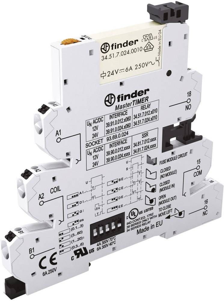 Finder 39.91.0.024.0060 Koppelrelais 24 V/DC, 24 V/AC 6A 1 Wechsler 1