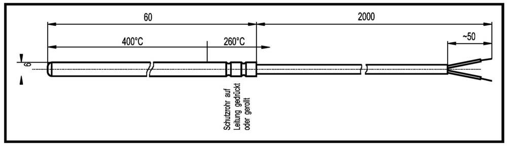 Enda Temperatursensor K1-TC-J-6x60-2M Fühler-Typ J Messbereich