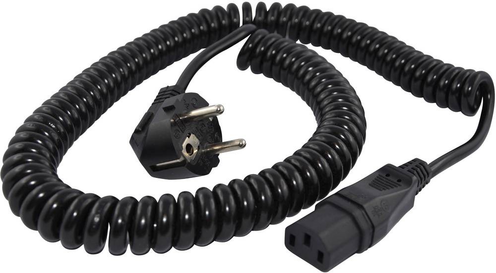 HAWA R6502 Kaltgeräte câble de raccordement noir 1.6m Spiralcâble