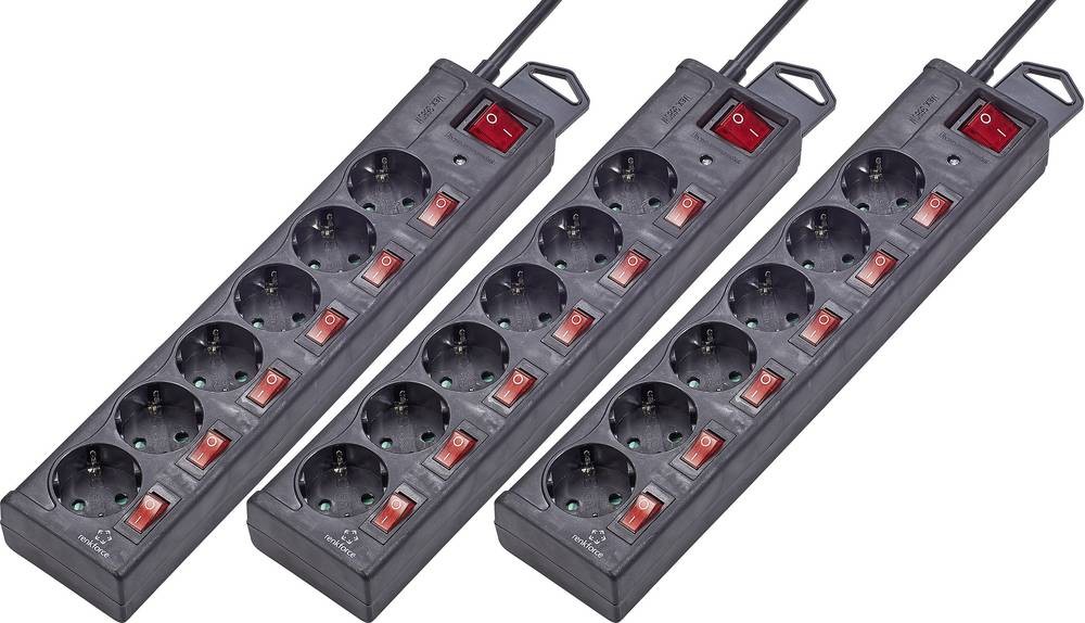Renkforce RF-3050852 overvoltage protection-power strip 6fach black