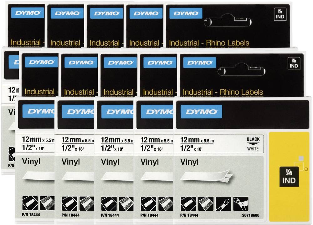 DYMO 18444 (10x) cinta laminada 10er Set Bandfarbe: blanco