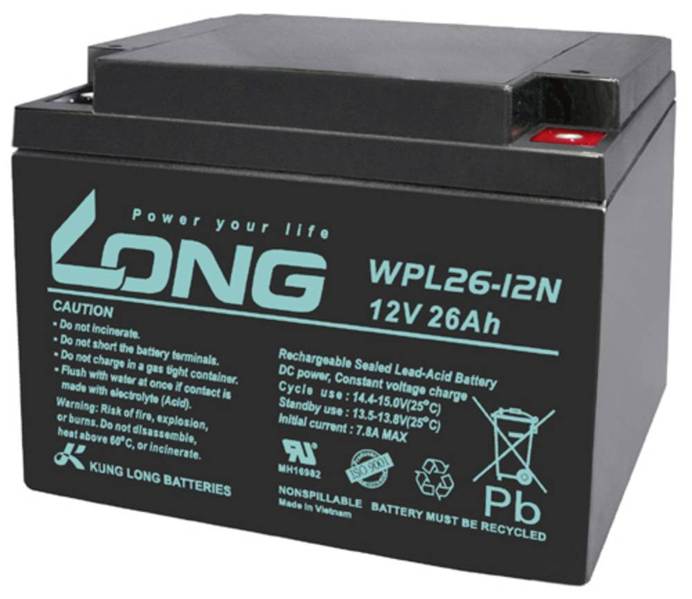 Long WPL26-12N-M WPL26-12N-M Bleirechargeable battery 12V 26Ah Blei-
