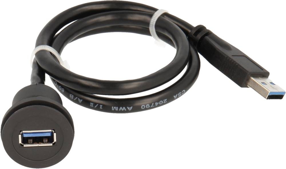 Georg Schlegel USB3.0-Buchse A/A, mit Kabel schwarz rund, RONTRON-R-