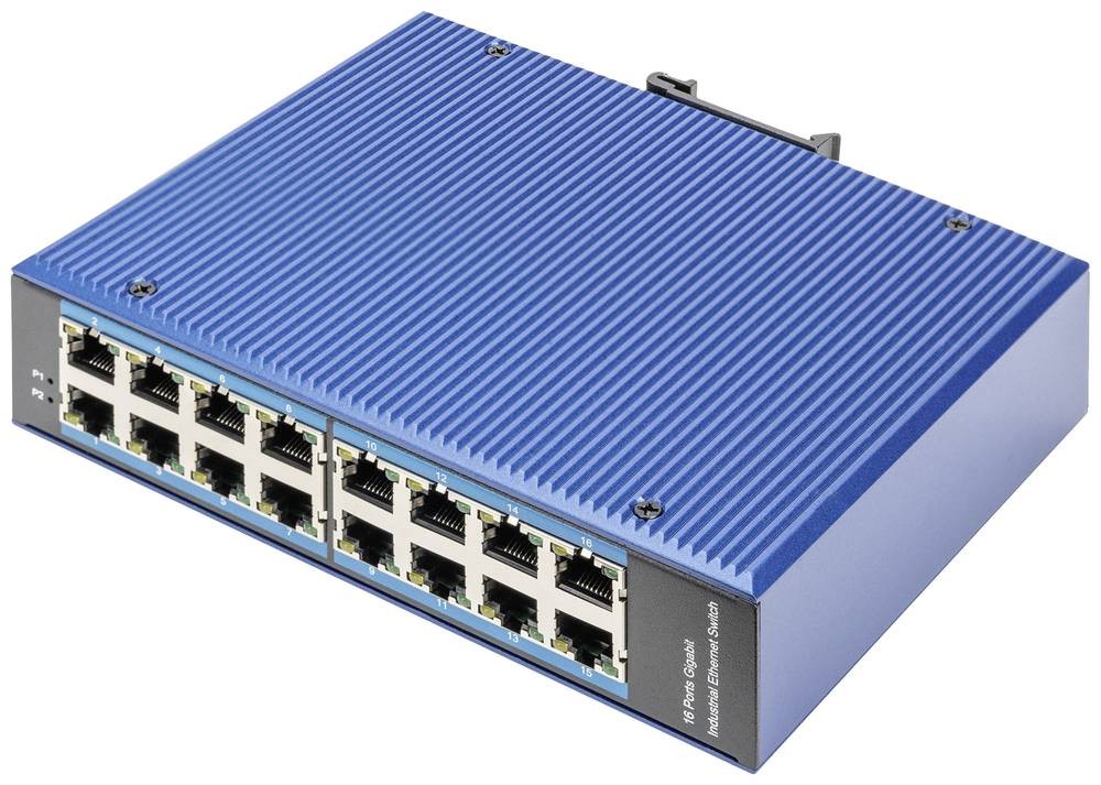 Digitus Conmutador de red Ethernet Gigabit de 16 puertos, industrial,