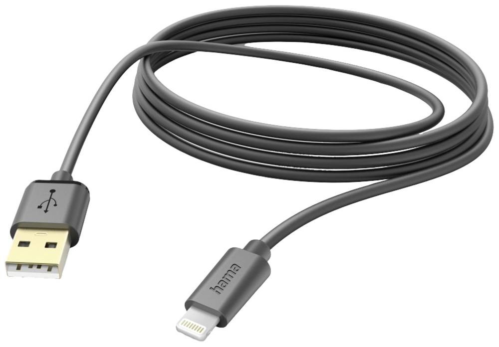 Hama USB-Ladekabel USB 2.0 Apple Lightning Stecker, USB-A Stecker 3.