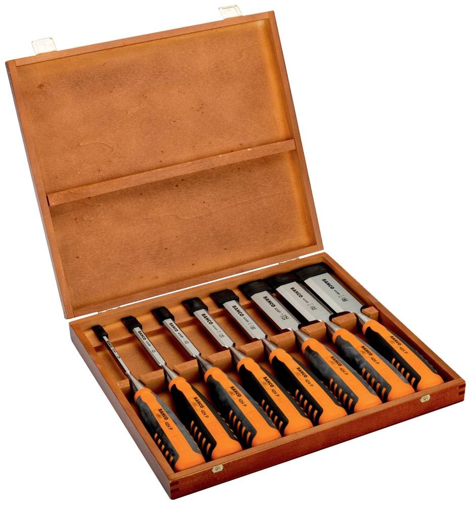 Bahco Stechbeitel-Satz, 6,10,12,16,18,25,32,36 mm, in Holzbox 424P-S8-