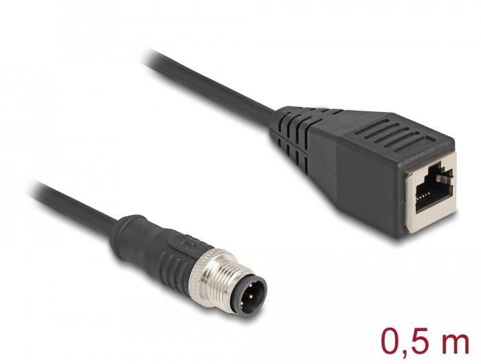 Delock 60067 RJ45 / M12 rete adattatore S/FTP 0.50m nero 1 pezzo