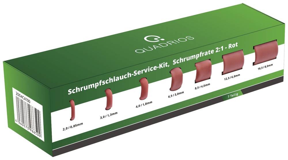 Quadrios 2004CA100 Schrumpfschlauchsortiment Rot Schrumpfrate:2:1 1