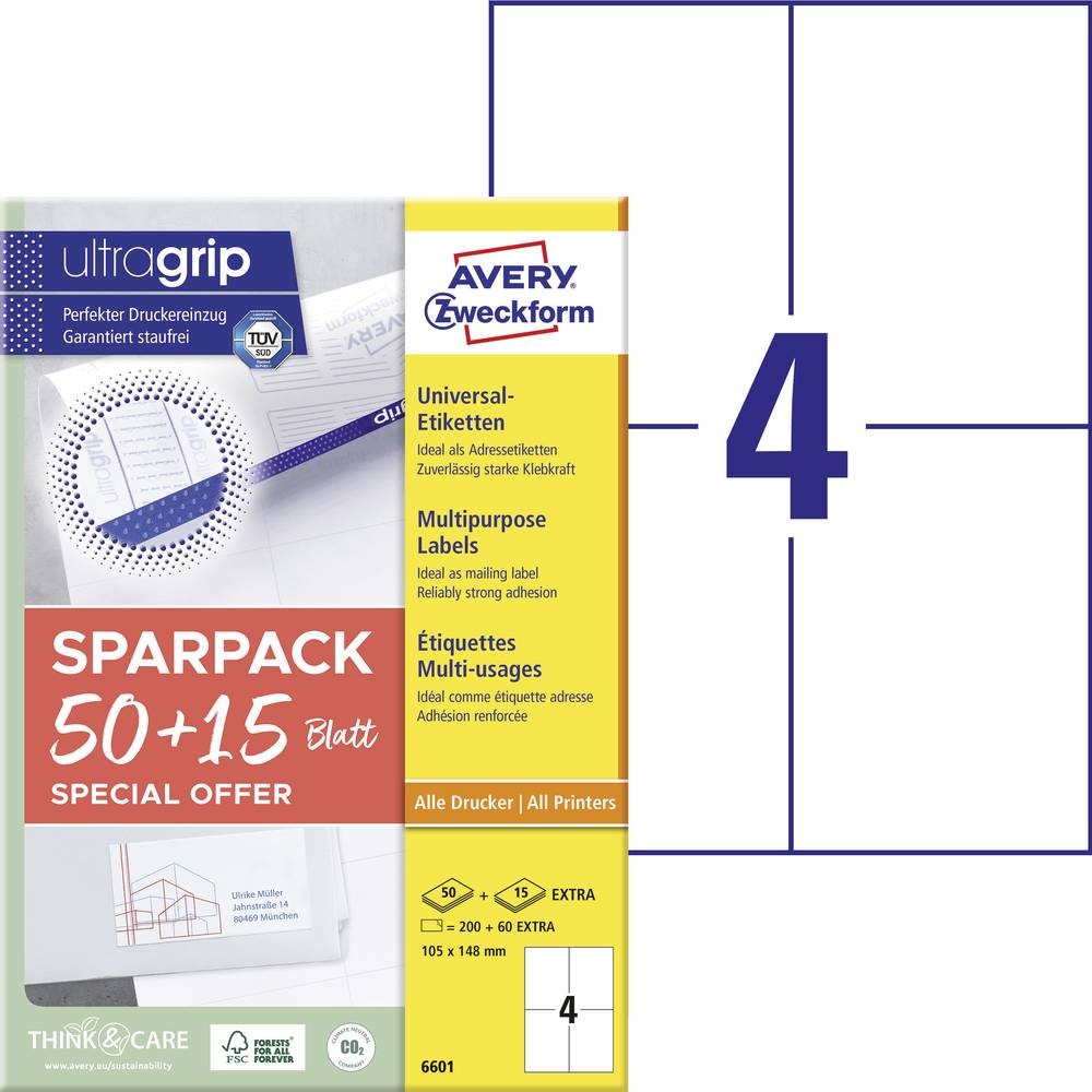 Avery Multipurpose labels - Avery Multipurpose labels, White, Self-
