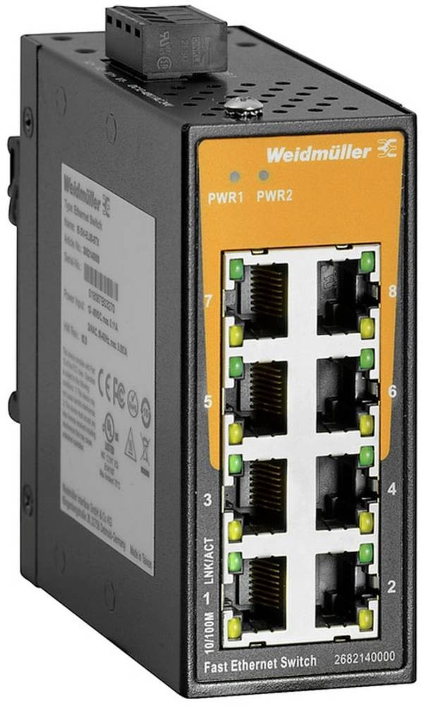 Weidmüller IE-SW-EL08-8TX Gestionado Fast Ethernet (10/100) Negro,