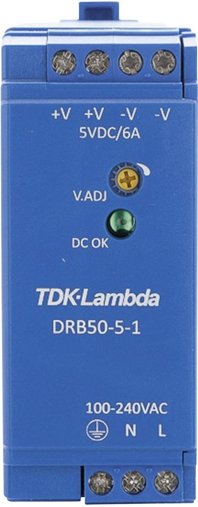 TDK-Lambda DRB50-5-1 Hutschienen-Chargeur (DIN-Rail) 5 V/DC 2.5A 30W