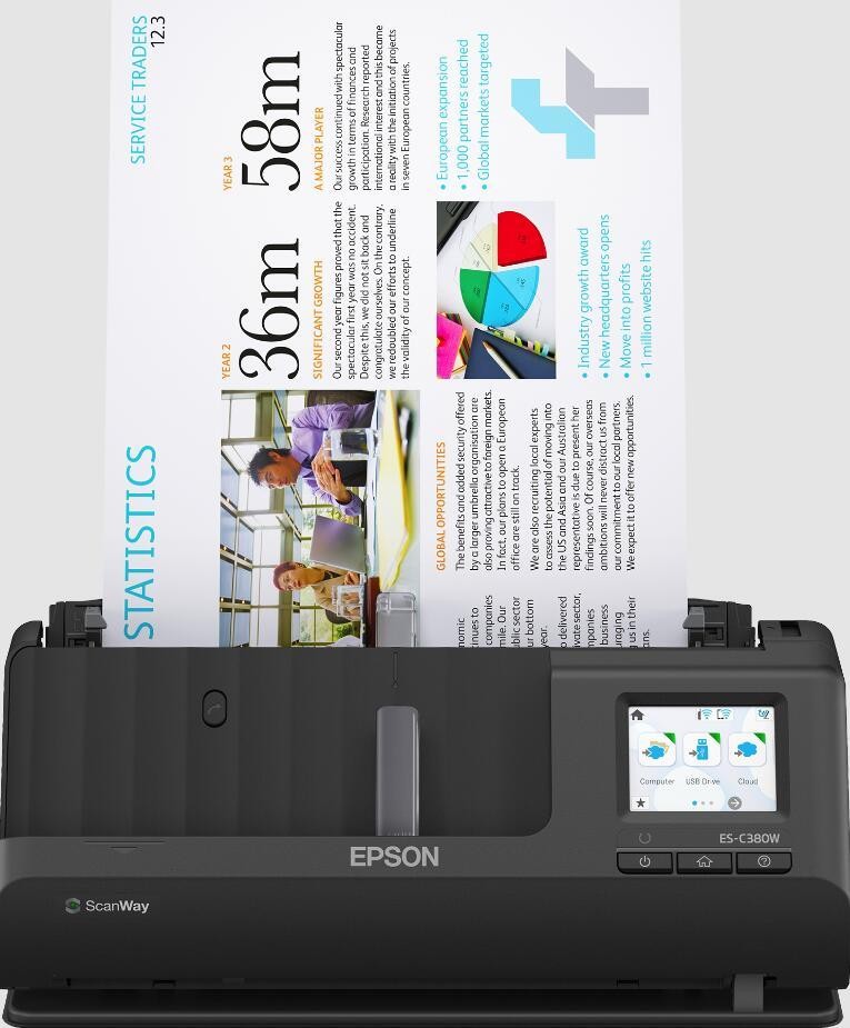Epson ES-C380W ADF + Sheet-fed scanner 600 x 600 DPI A4 Black - Epson