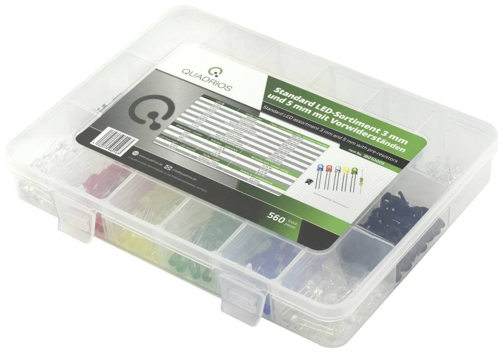 Quadrios LED-Sortiment Rot, green, Gelb, Blau, Kalt white, Warm white
