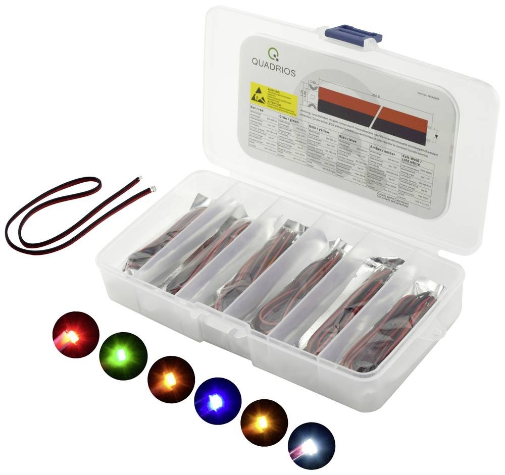 Quadrios LED-Sortiment Rot, green, Gelb, Blau, white, Bernstein 20mA