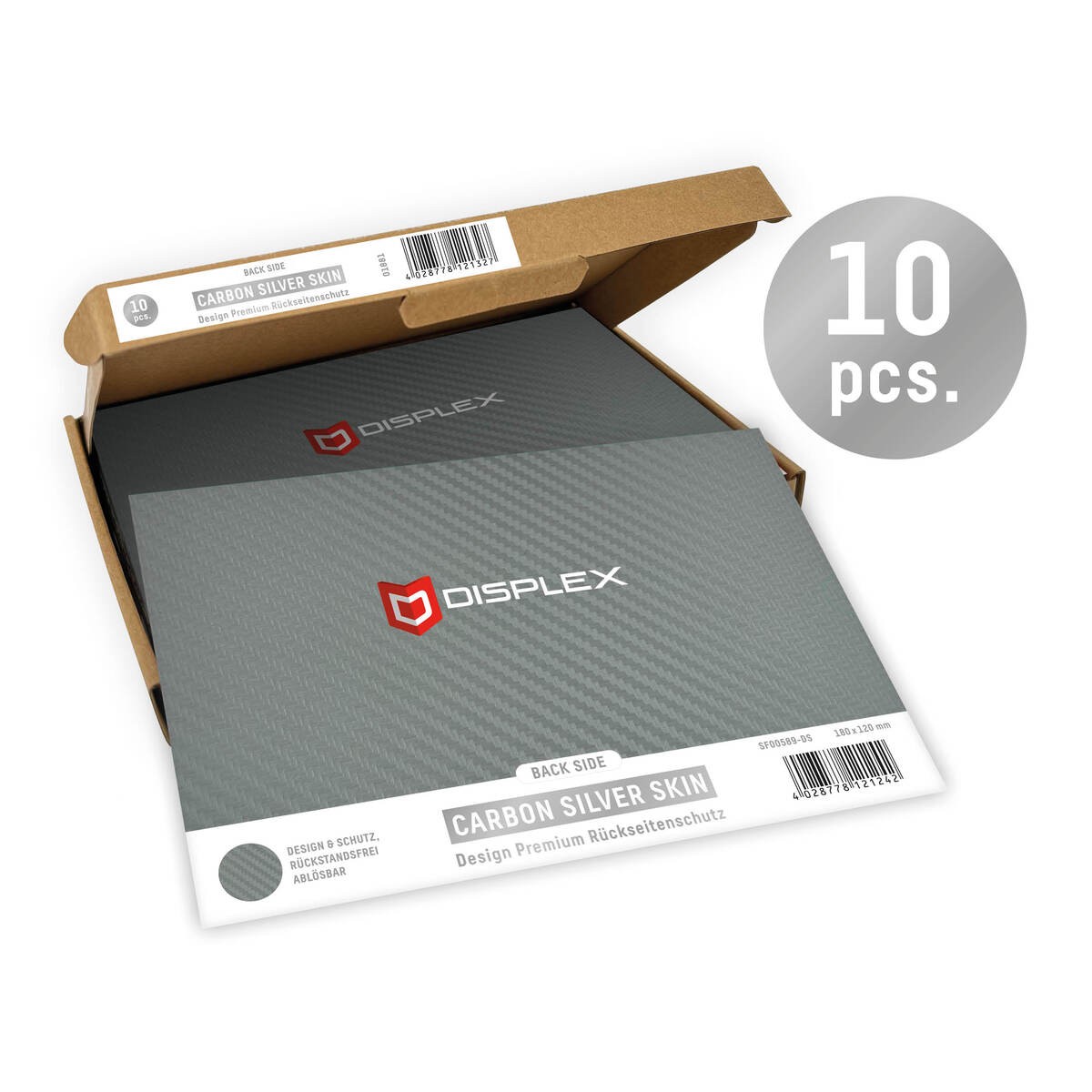 E.V.I. DISPLEX protection foil PRO Cut Carbon Silver Skin 7"/10 piece
